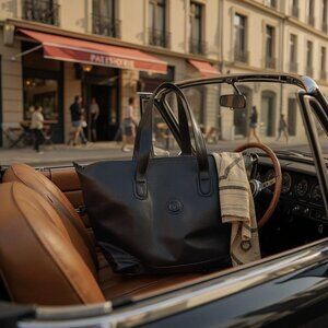 Elegant Black Leather Tote Bag